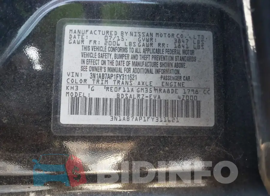 3N1AB7AP1FY311621 Photo# 9