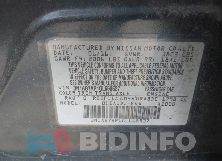 3N1AB7AP1GL668537 Photo# 9