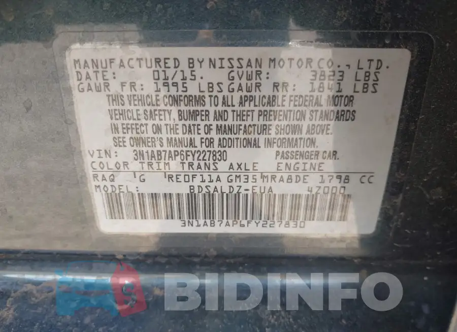 3N1AB7AP6FY227830 Photo# 9