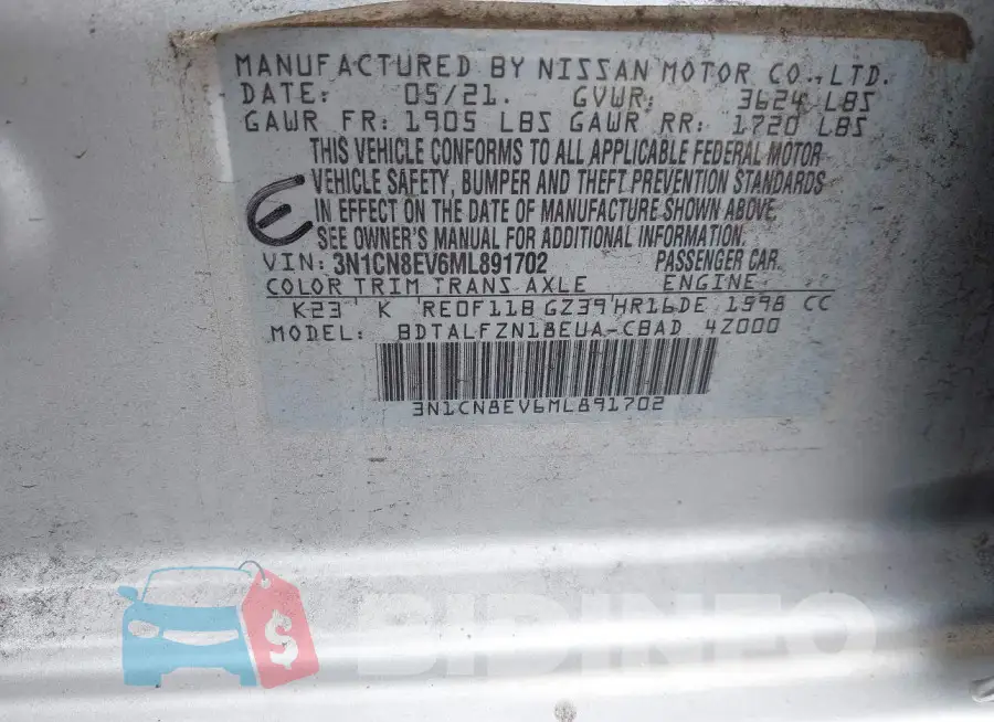 3N1CN8EV6ML891702 Photo# 9
