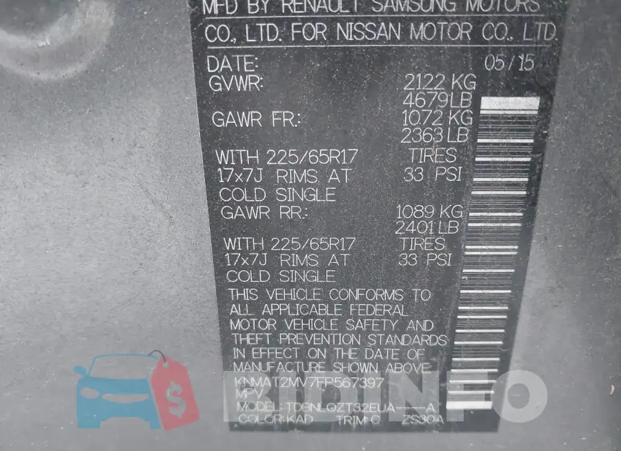 KNMAT2MV7FP567397 Photo# 9