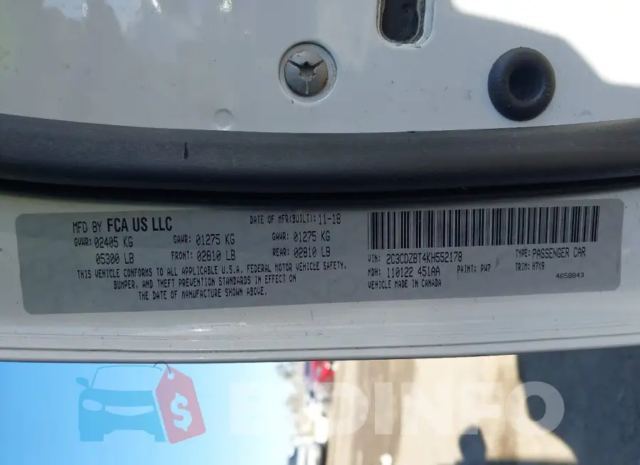 2C3CDZBT4KH552178 Photo# 9