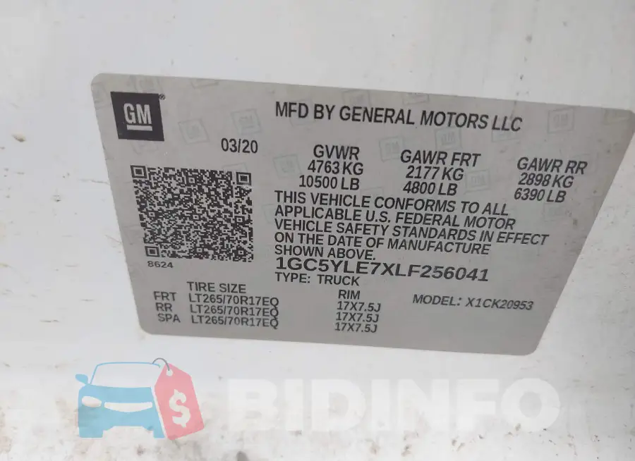 1GC5YLE7XLF256041 Photo# 8