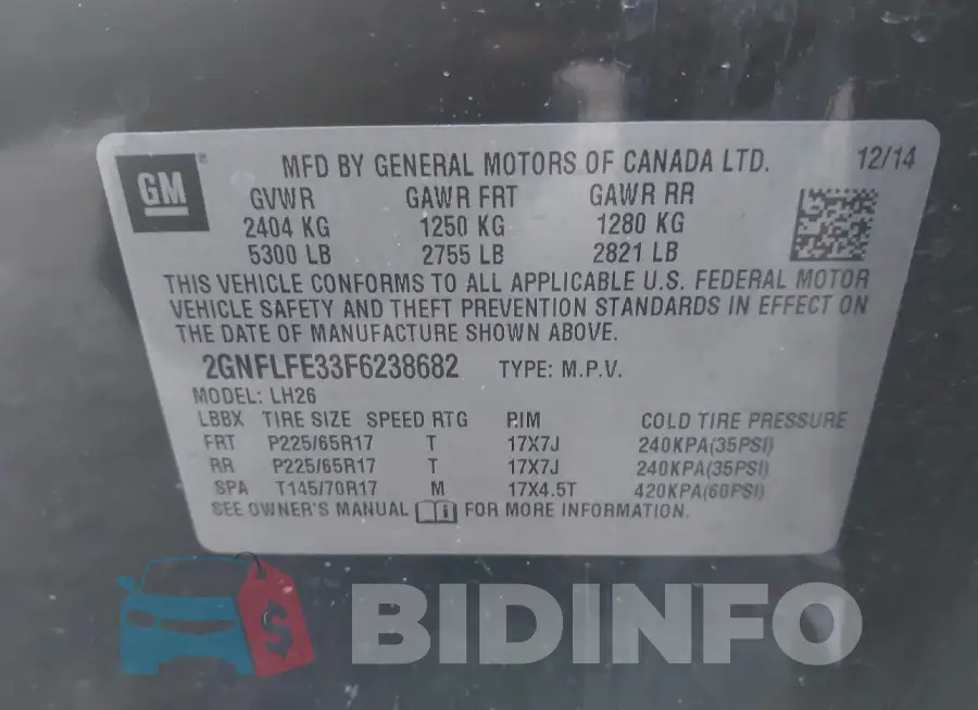 2GNFLFE33F6238682 Photo# 9