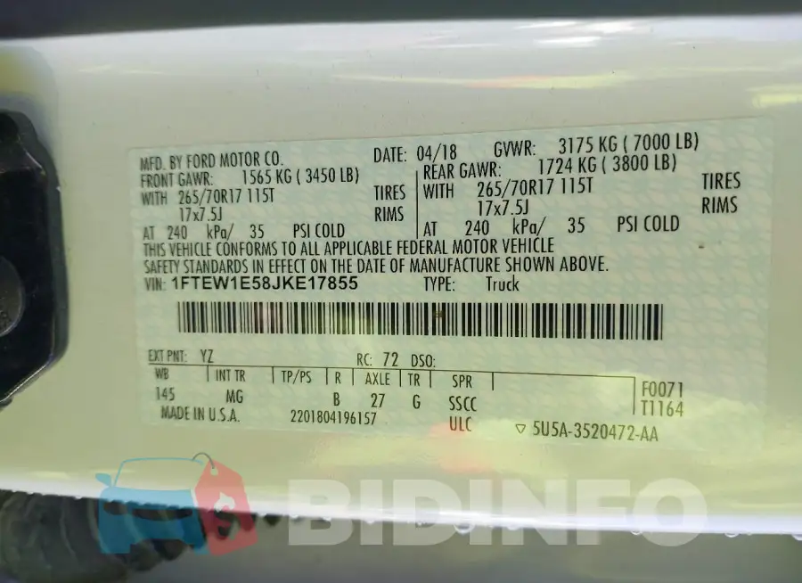 1FTEW1E58JKE17855 Photo# 9