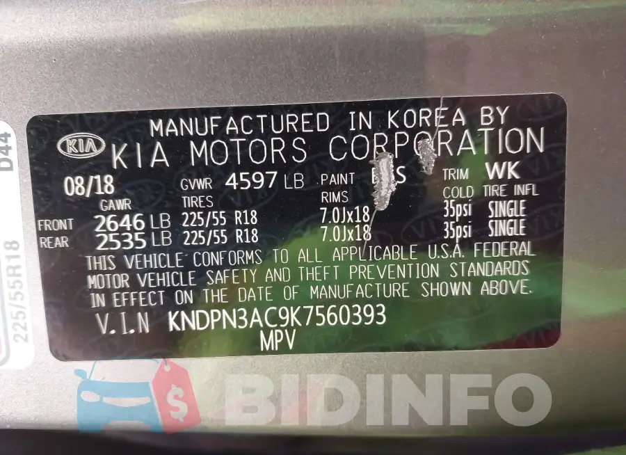 KNDPN3AC9K7560393 Photo# 9