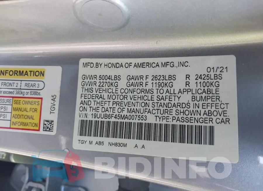 19UUB6F45MA007553 Photo# 9