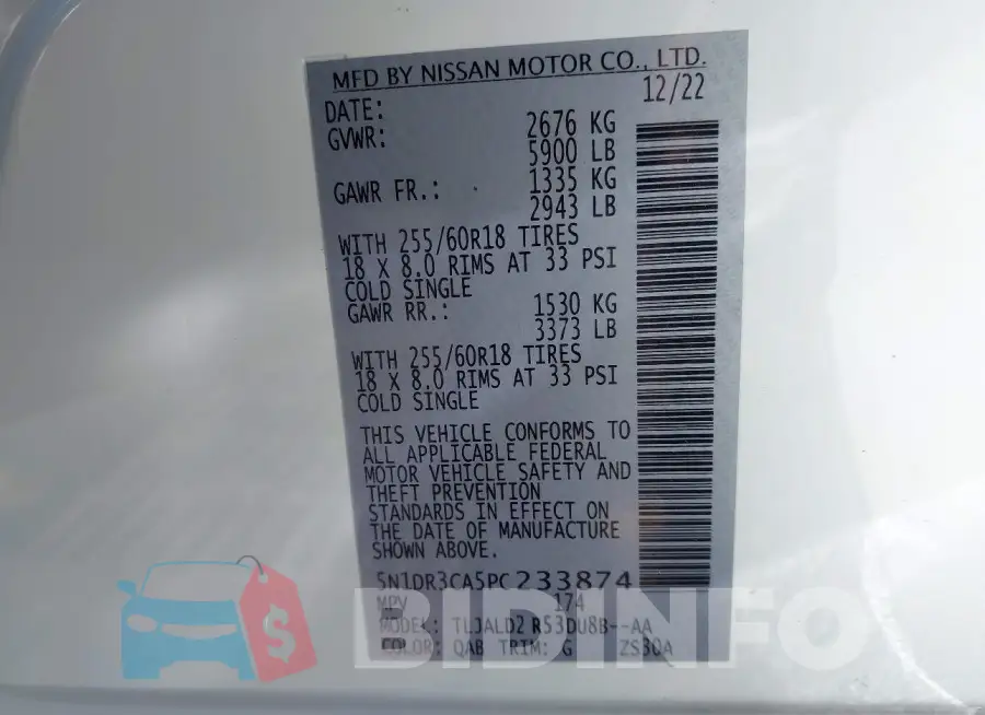 5N1DR3CA5PC233874 Photo# 9
