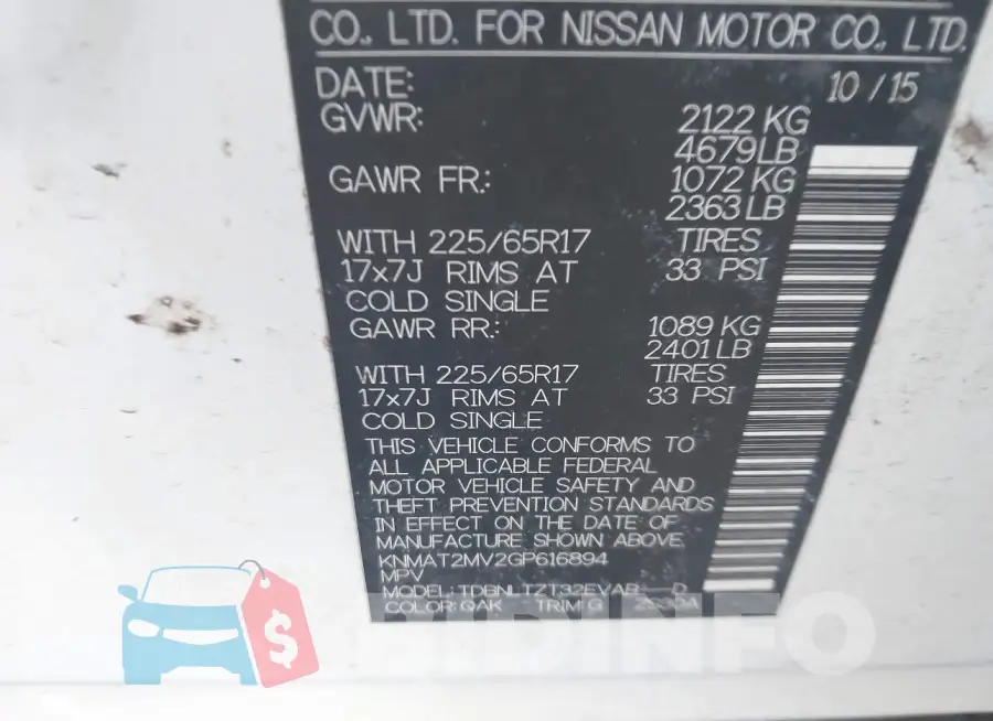 KNMAT2MV2GP616894 Photo# 9