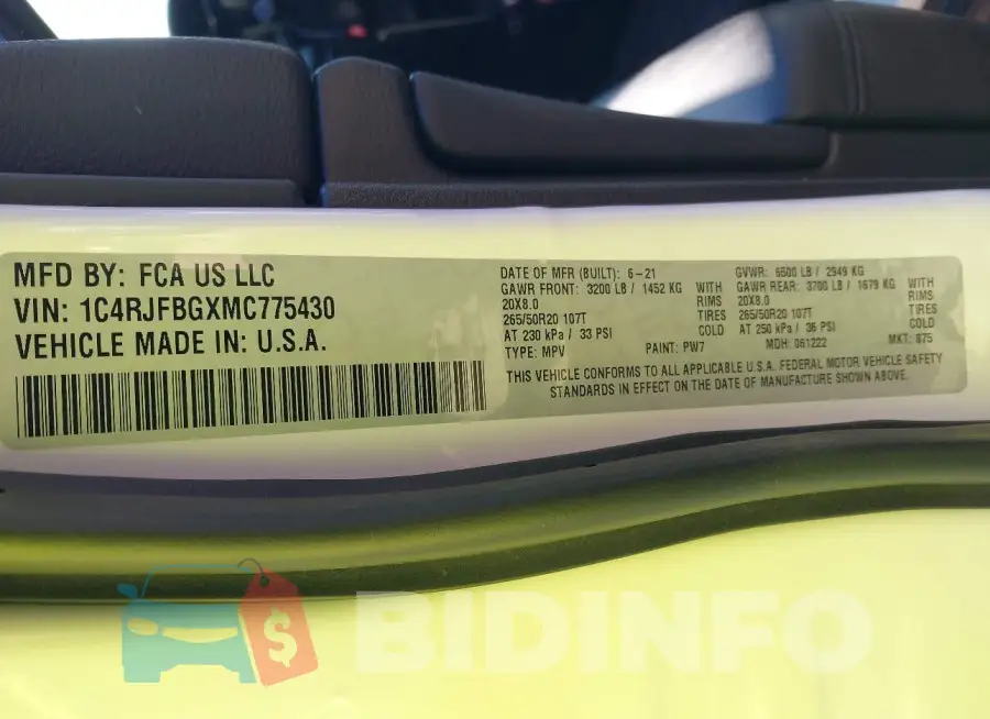 1C4RJFBGXMC775430 Photo# 9