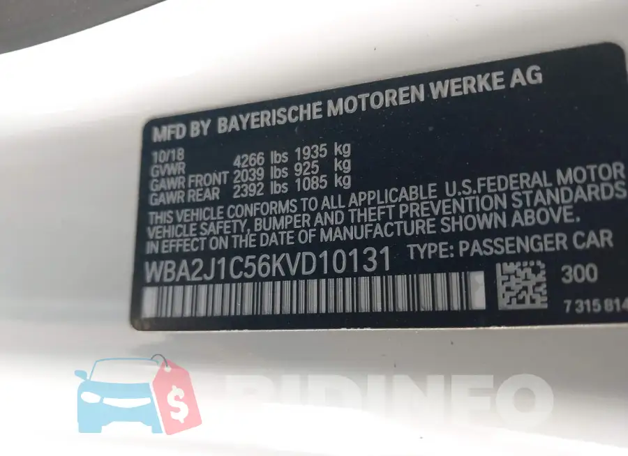 WBA2J1C56KVD10131 Photo# 9
