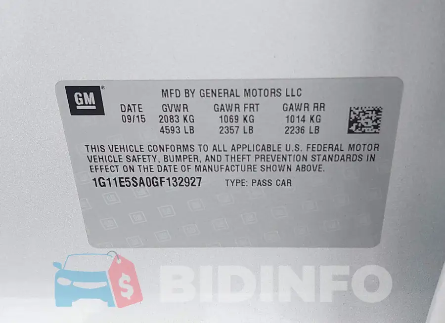 1G11E5SA0GF132927 Photo# 9