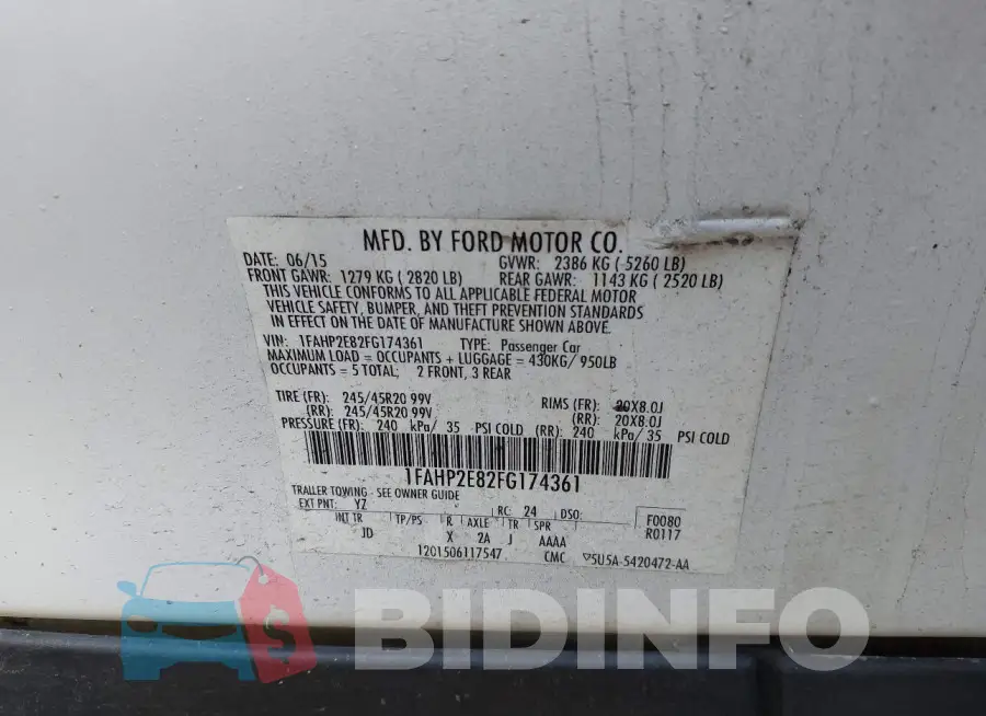 1FAHP2E82FG174361 Photo# 9