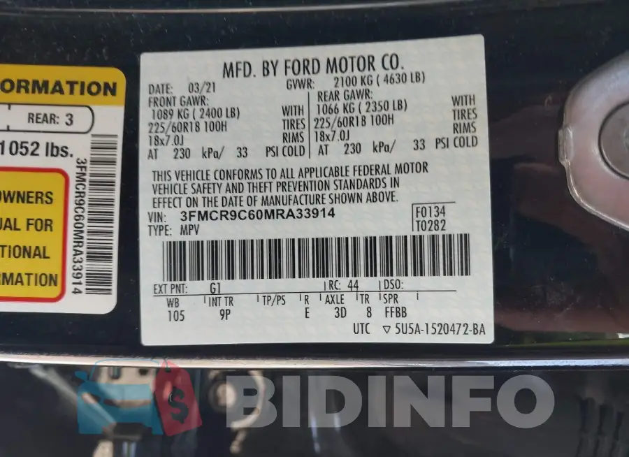 3FMCR9C60MRA33914 Photo# 9