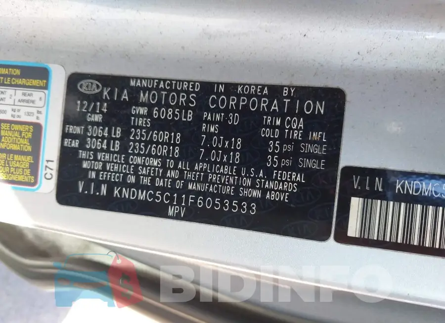 KNDMC5C11F6053533 Photo# 9