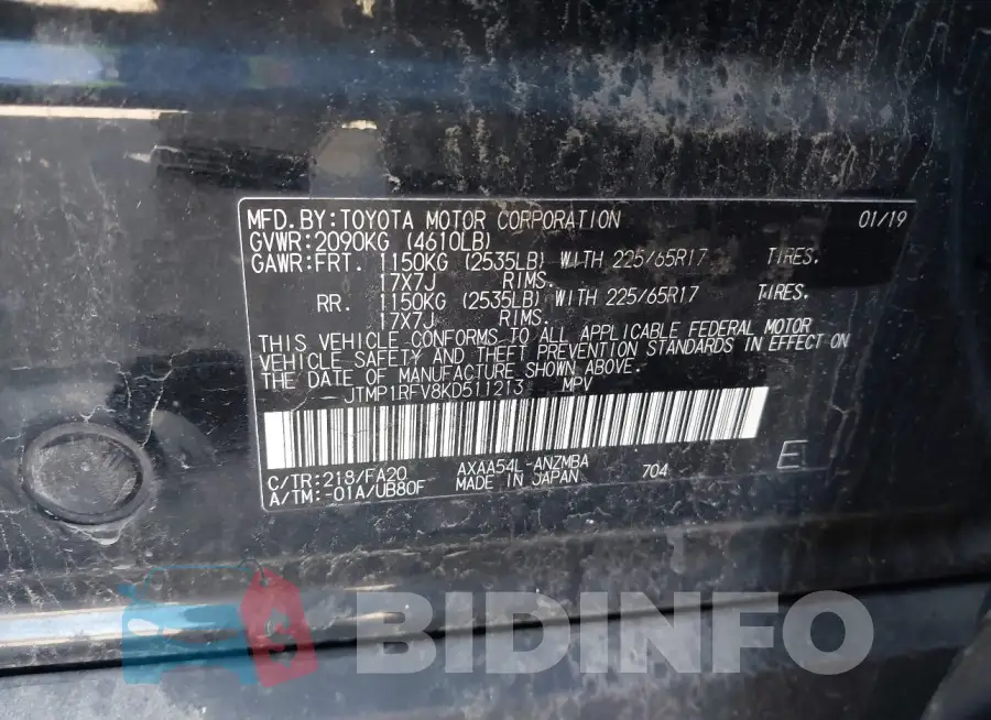 JTMP1RFV8KD511213 Photo# 9