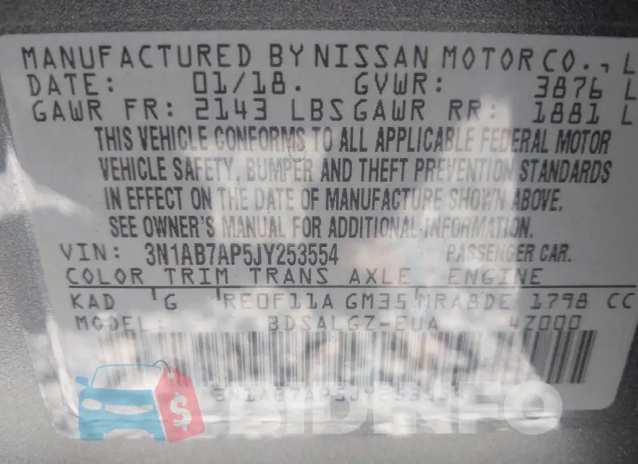 3N1AB7AP5JY253554 Photo# 9