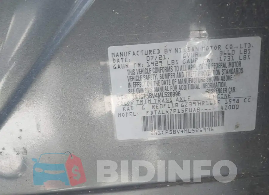 3N1CP5BV4ML526996 Photo# 9