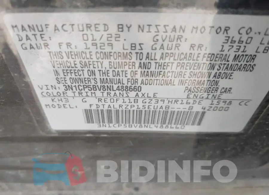 3N1CP5BV8NL488660 Photo# 9