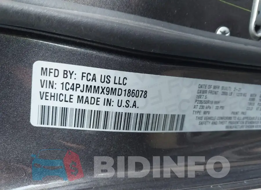 1C4PJMMX9MD186078 Photo# 9