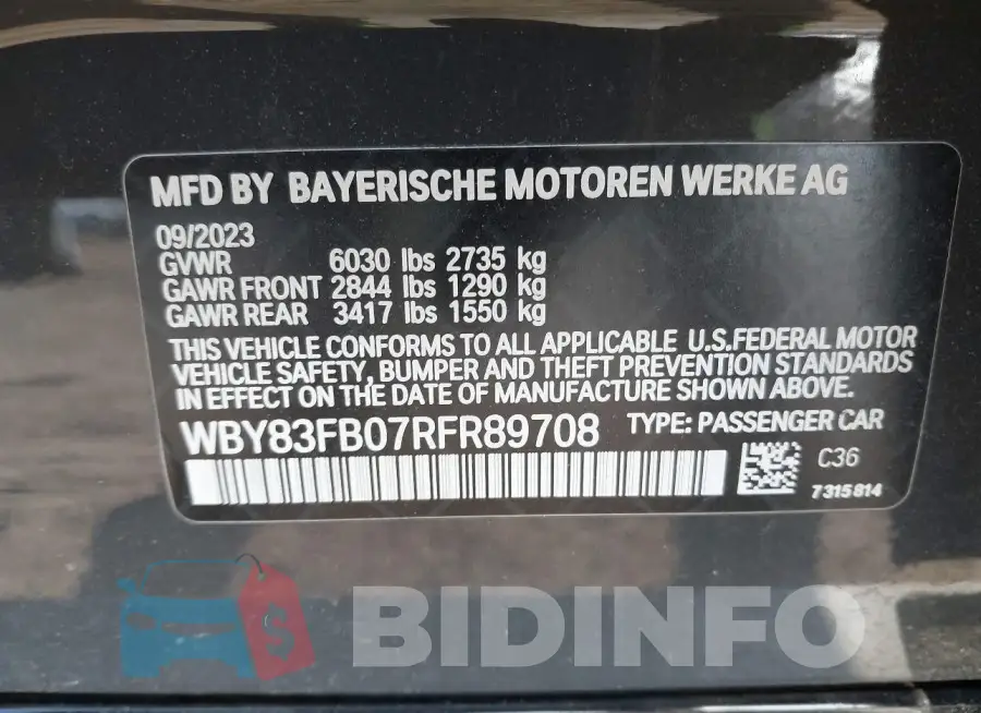 WBY83FB07RFR89708 Photo# 9