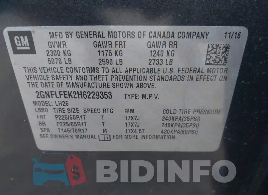 2GNFLFEK2H6229353 Photo# 9