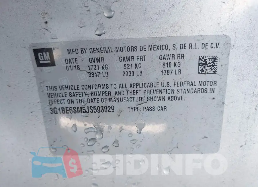 3G1BE6SM5JS593029 Photo# 9