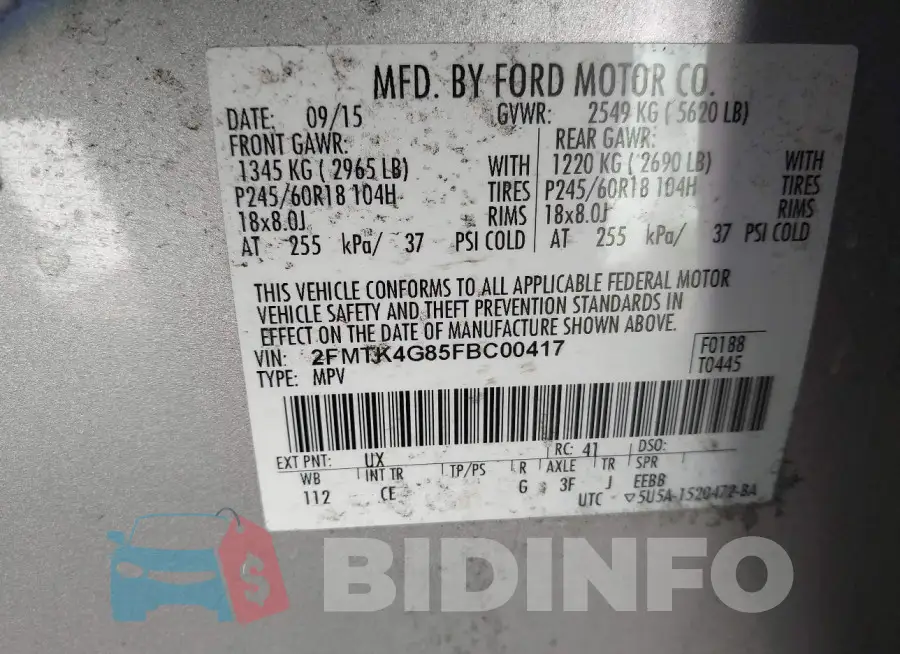2FMTK4G85FBC00417 Photo# 9