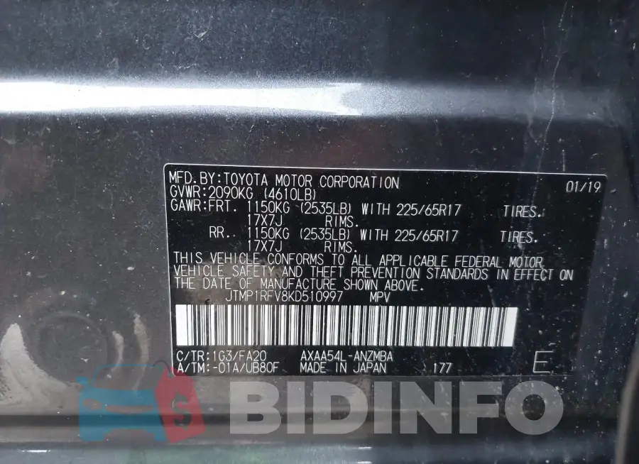 JTMP1RFV8KD510997 Photo# 9