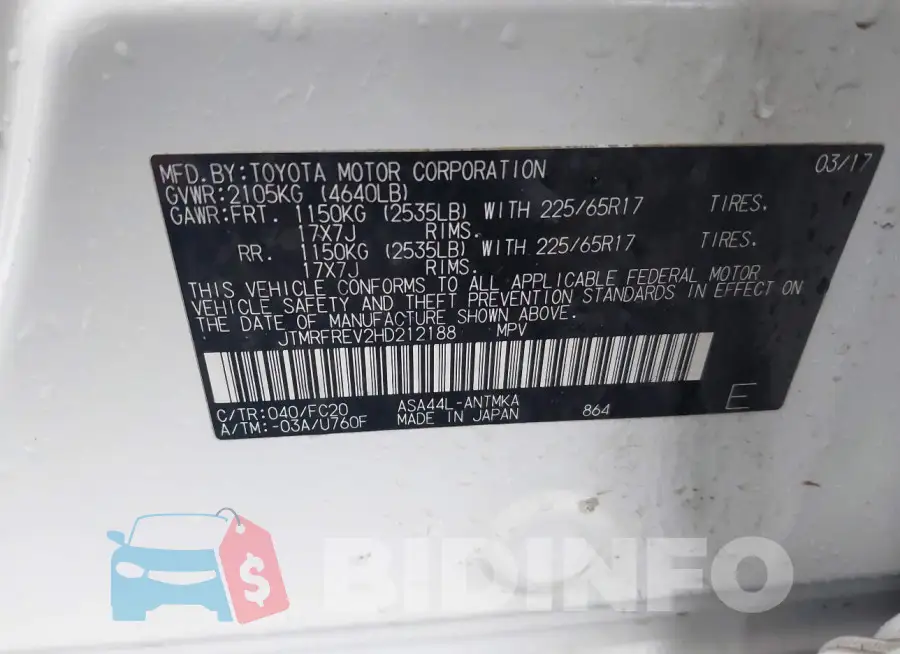JTMRFREV2HD212188 Photo# 9
