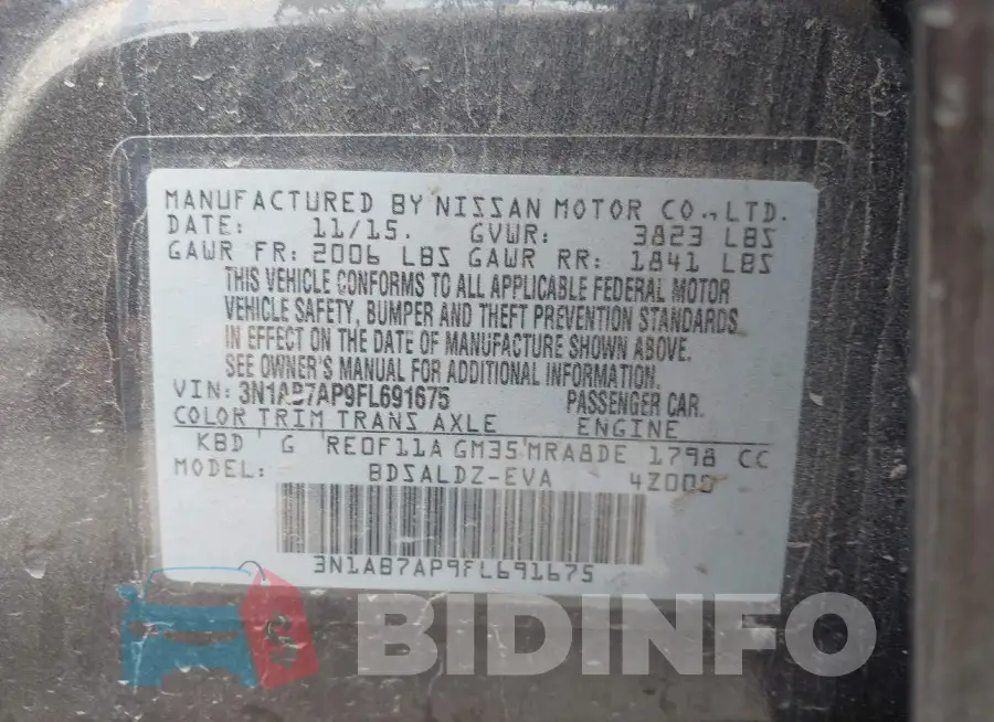 3N1AB7AP9FL691675 Photo# 9