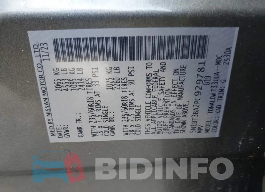5N1BT3BA2PC929781 Photo# 9