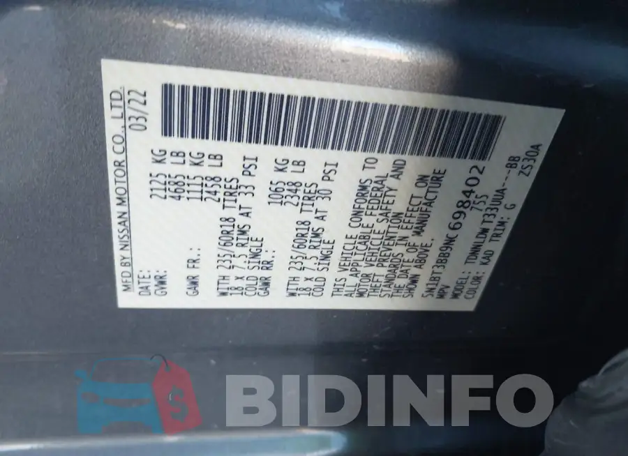 5N1BT3BB9NC698402 Photo# 9