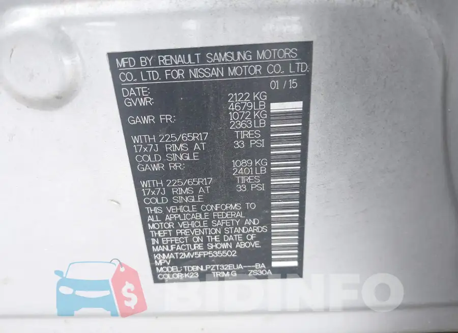 KNMAT2MV5FP535502 Photo# 9