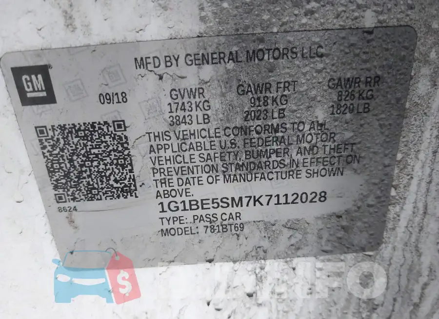 1G1BE5SM7K7112028 Photo# 9