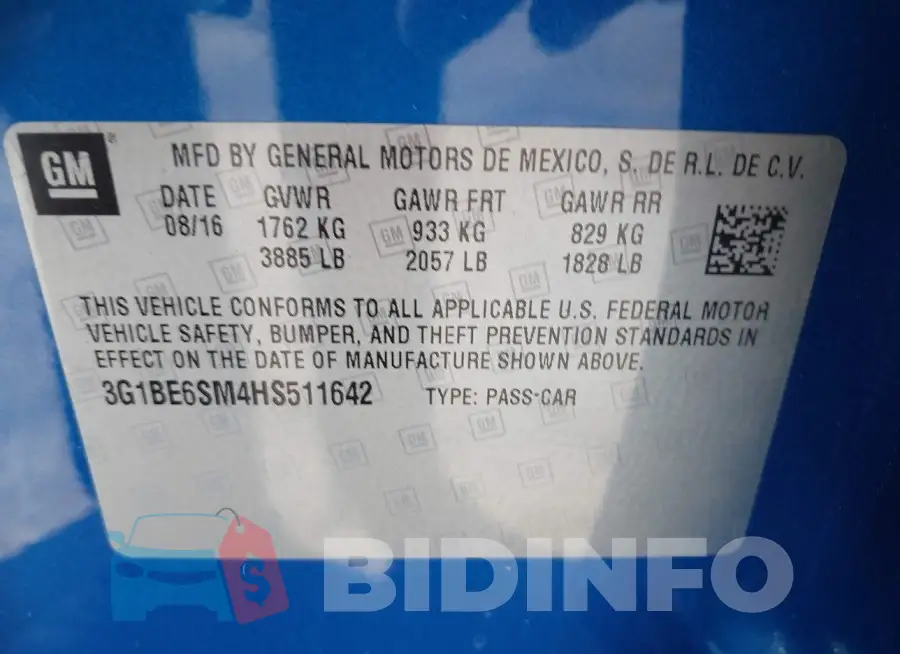 3G1BE6SM4HS511642 Photo# 9