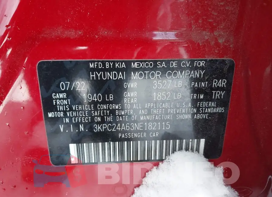3KPC24A63NE182115 Photo# 9