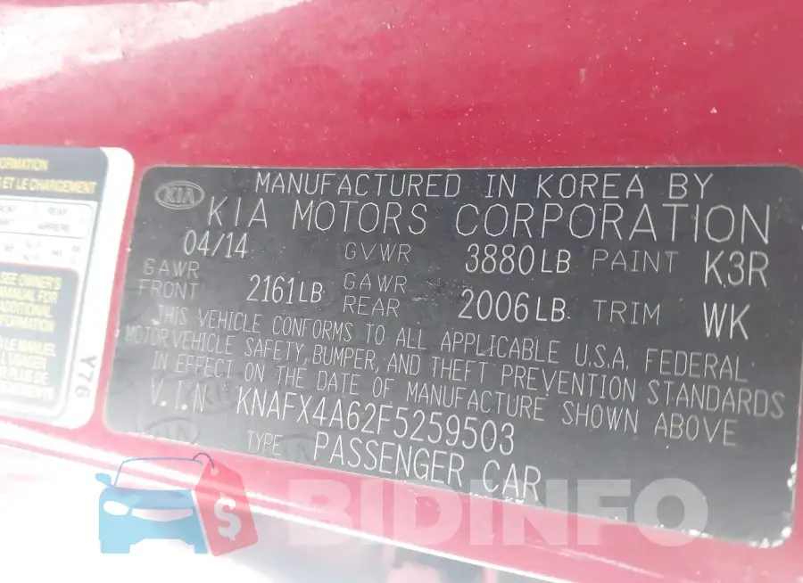 KNAFX4A62F5259503 Photo# 9