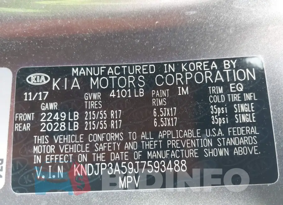 KNDJP3A59J7593488 Photo# 9
