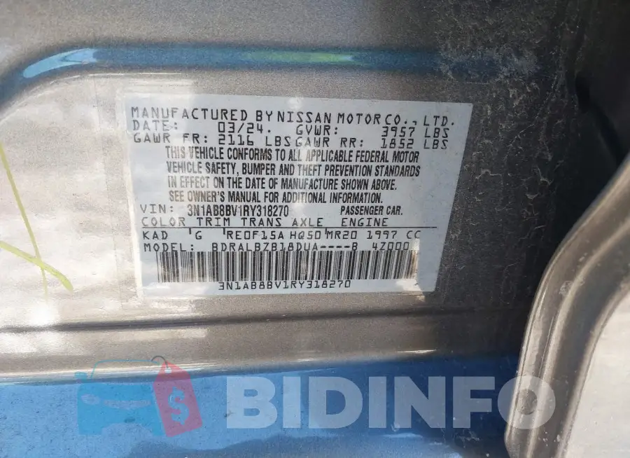 3N1AB8BV1RY318270 Photo# 9