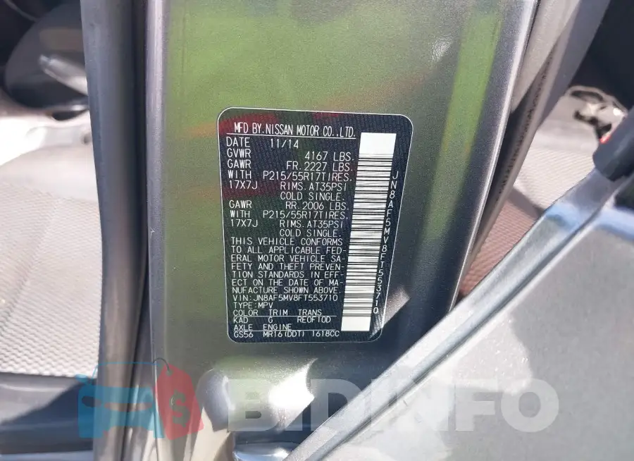 JN8AF5MV8FT553710 Photo# 9