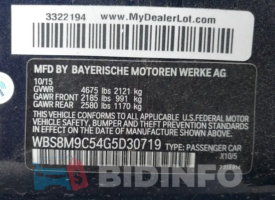 WBS8M9C54G5D30719 Photo# 9