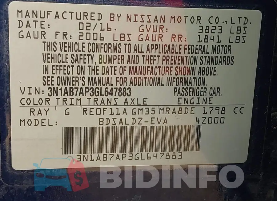 3N1AB7AP3GL647883 Photo# 9