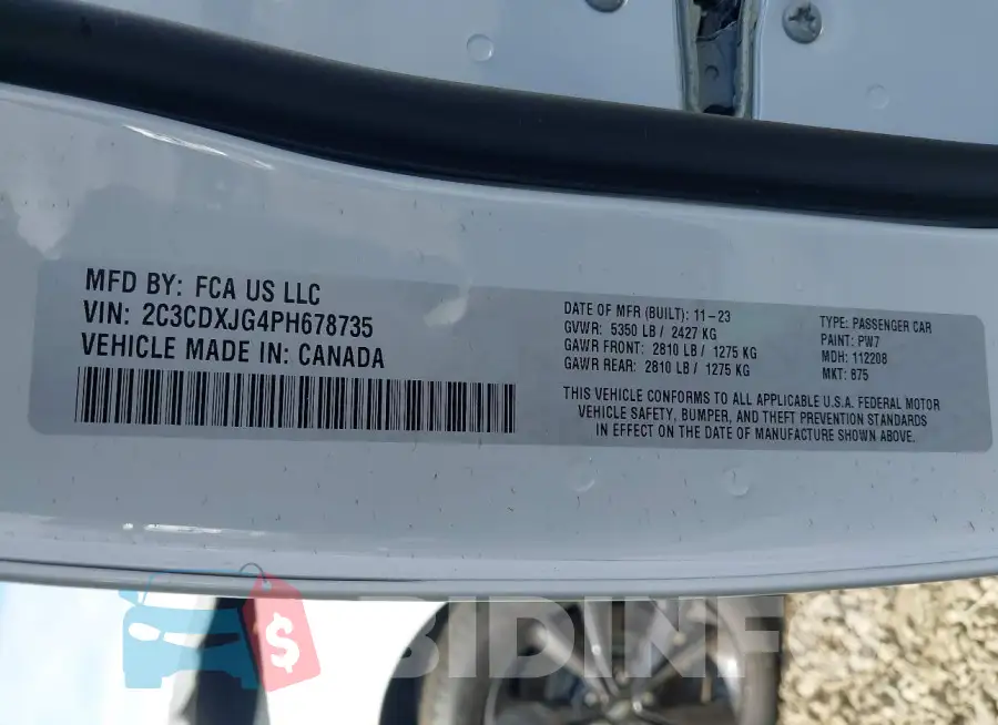 2C3CDXJG4PH678735 Photo# 9