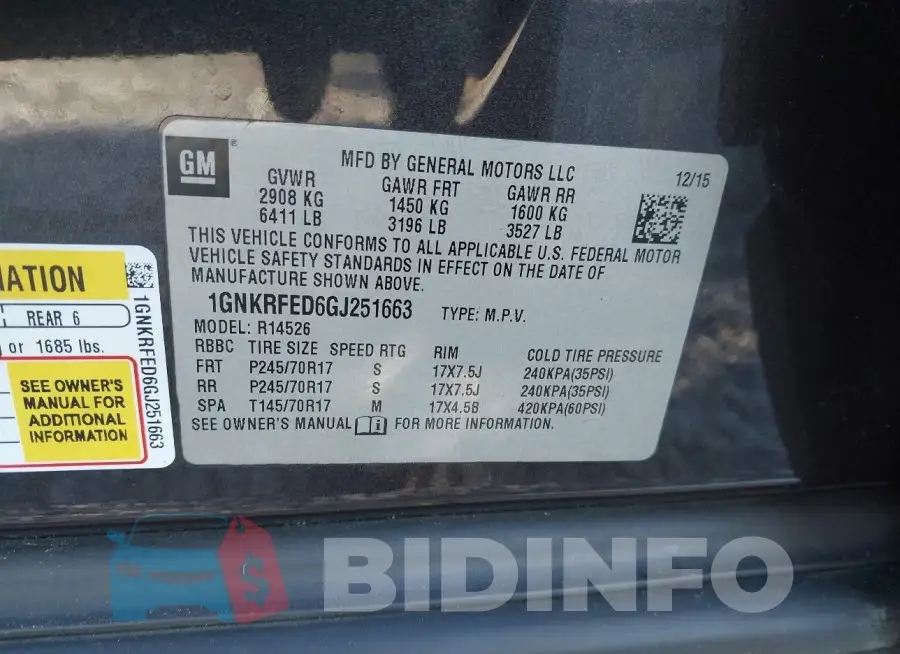 1GNKRFED6GJ251663 Photo# 9