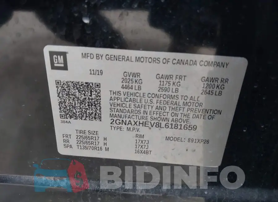 2GNAXHEV8L6181659 Photo# 9