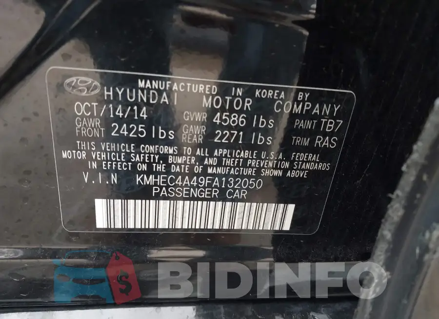 KMHEC4A49FA132050 Photo# 9