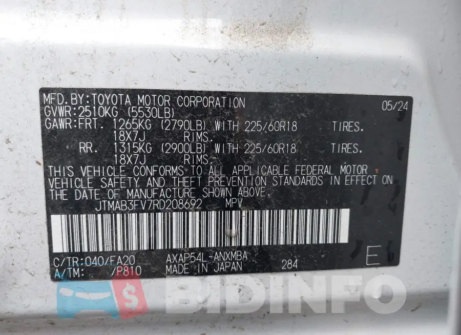 JTMAB3FV7RD208692 Photo# 9