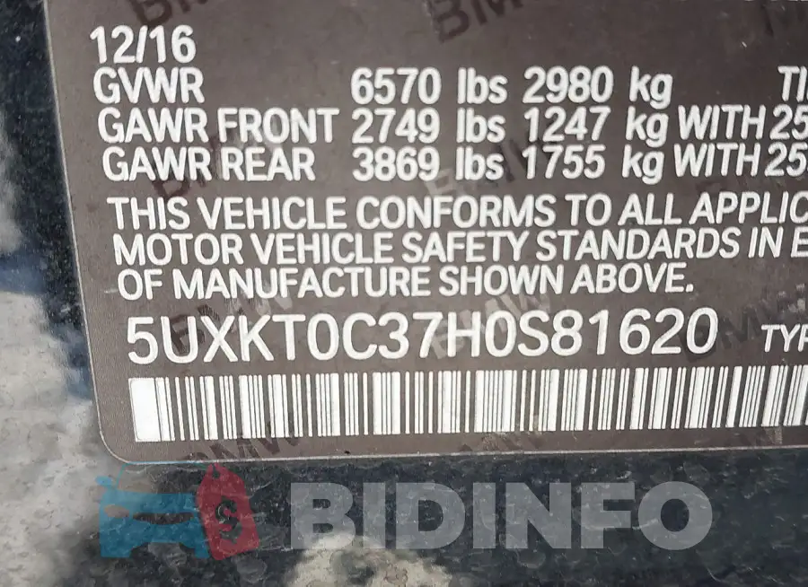 5UXKT0C37H0S81620 Photo# 9