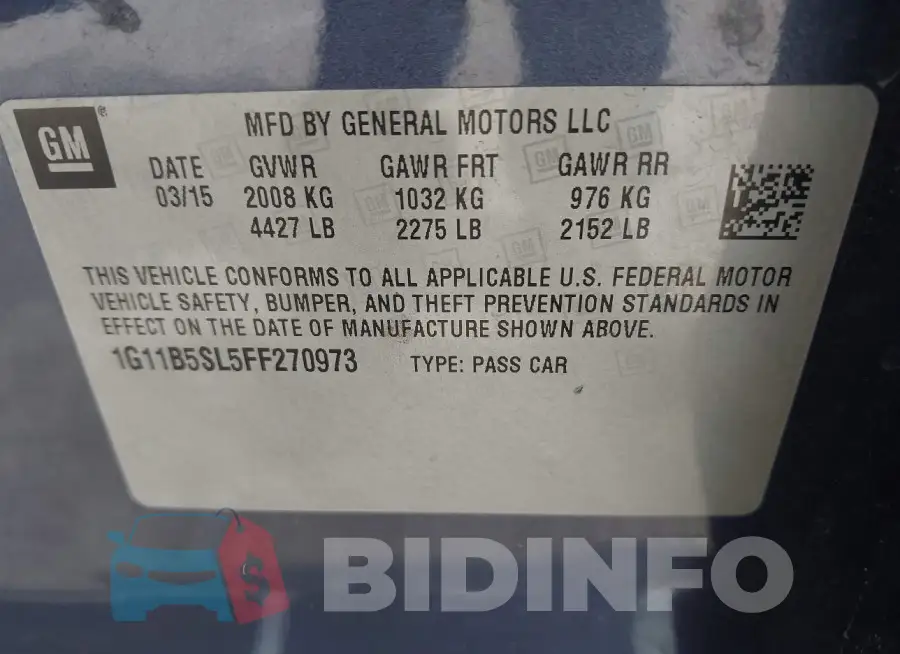 1G11B5SL5FF270973 Photo# 9